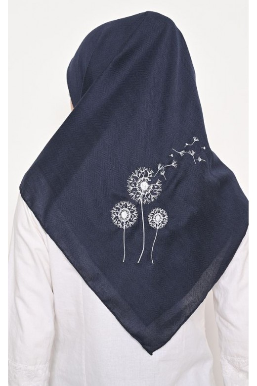 Hijab Segi 4 Voal Zaffron Dandelion Navy (Hijab Only)